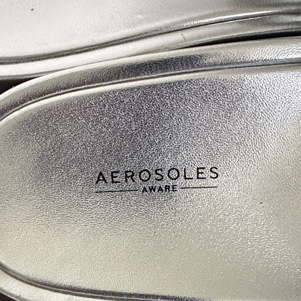 AEROSOLES Silver Ruched Slide Mules - Picture 3 of 11